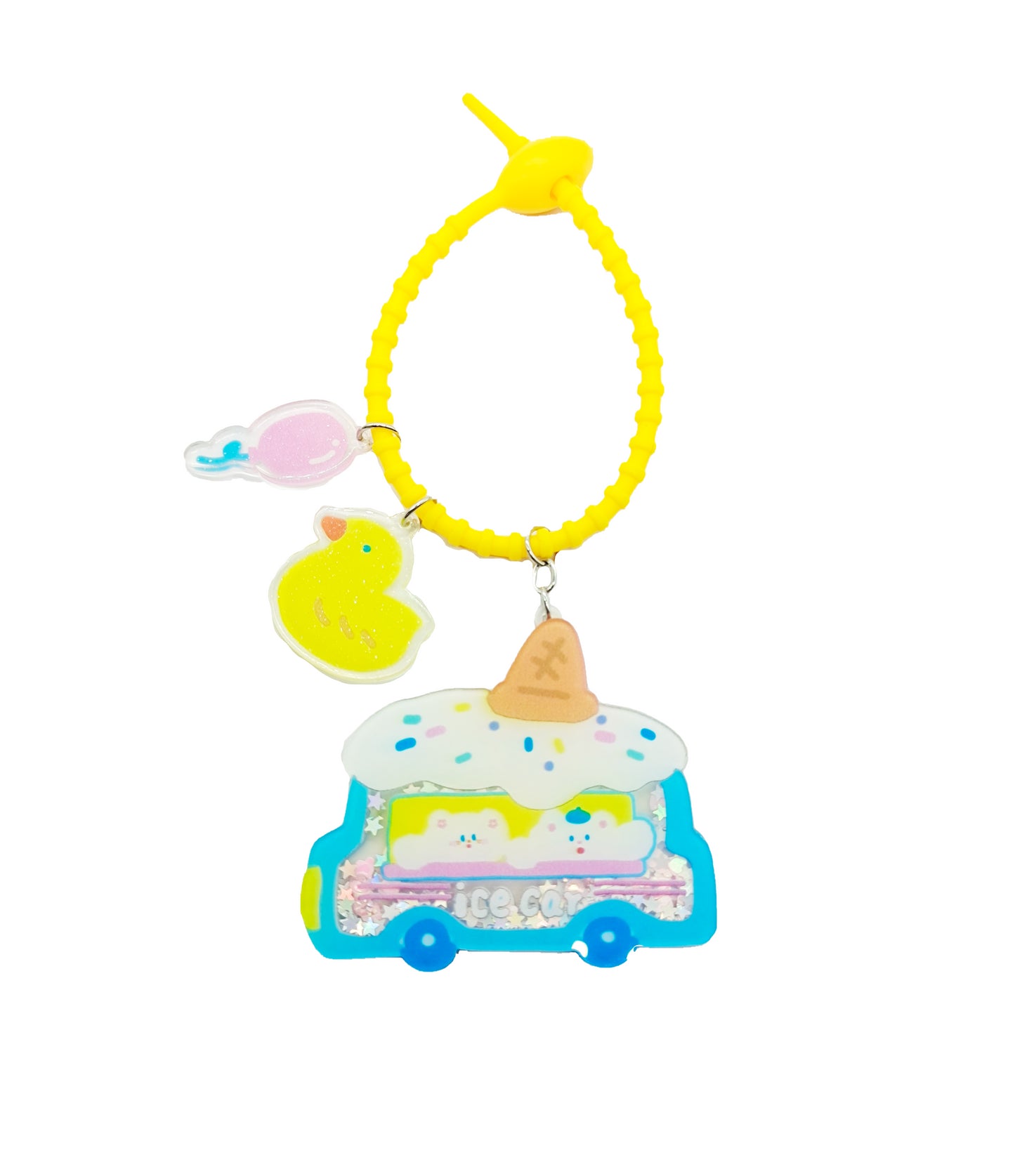 HoHo Bear Summer Sparkling Ice Series Acrylic Hanging Ornament(Little Car) Miniso plush toy – buy online at Yunitara